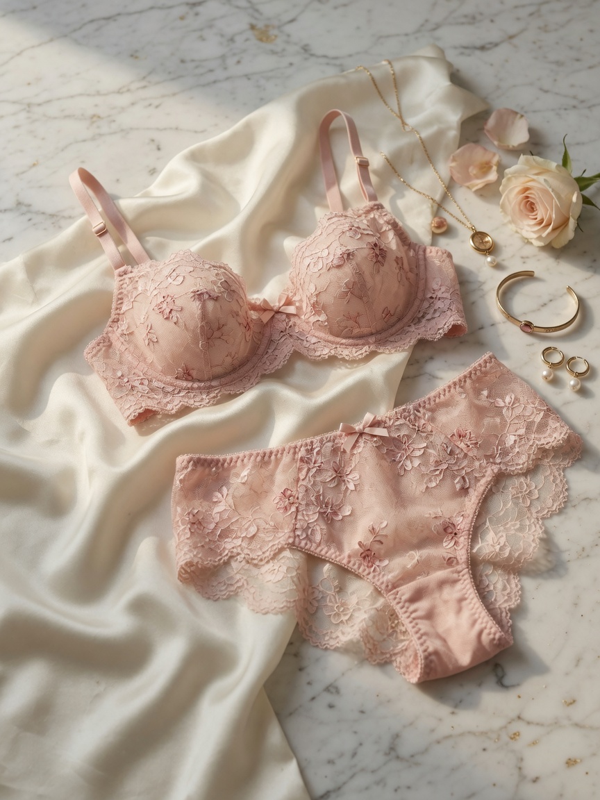 Matched lace bra and brief set — shop lingerie sets at Dream Intima